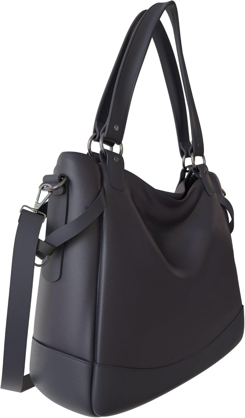 KMISSO Damen Shopper Bag Hobo Bag – große Schultertasche aus Kunstleder 38x35x15 cm, zweifarbige City Shopper Handtasche in vielen Farben, gefüttertes Hauptfach mit Reißverschluss & Innenfächern