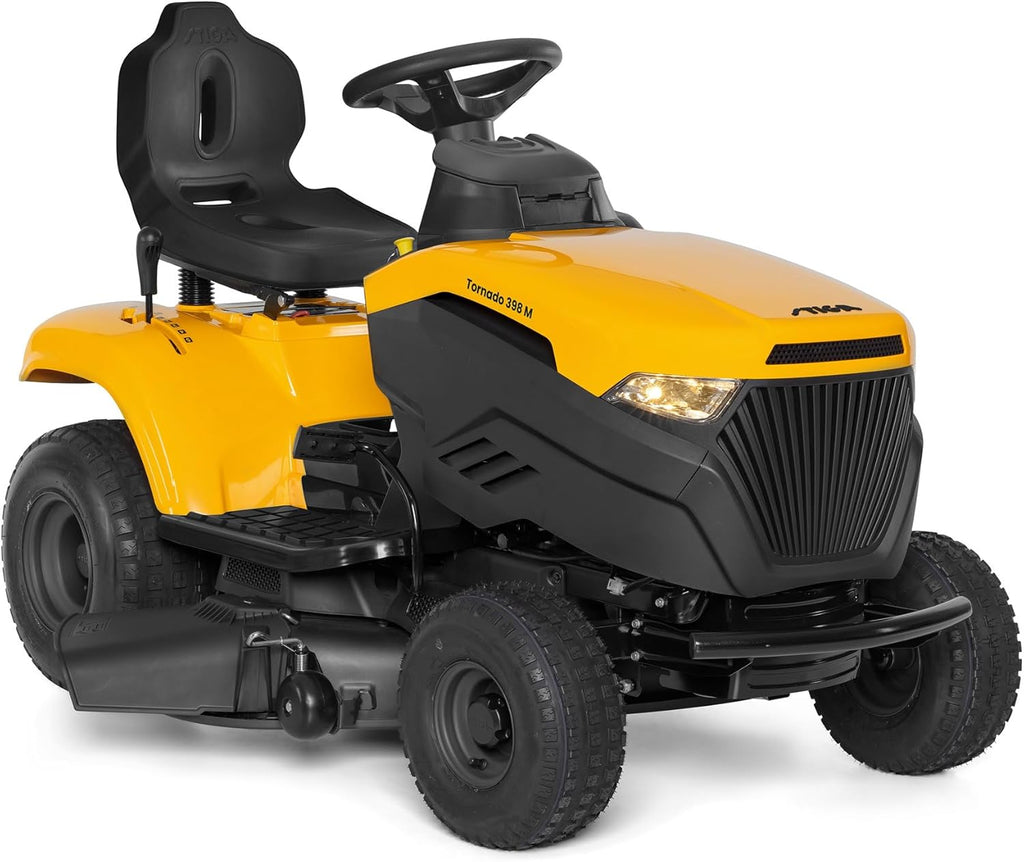STIGA Tornado 398 M Aufsitzmäher – 414cc Benzinmotor, 98cm Schnittbreite, Mechanisches Getriebe, Stahlrahmen, bis 5000m²