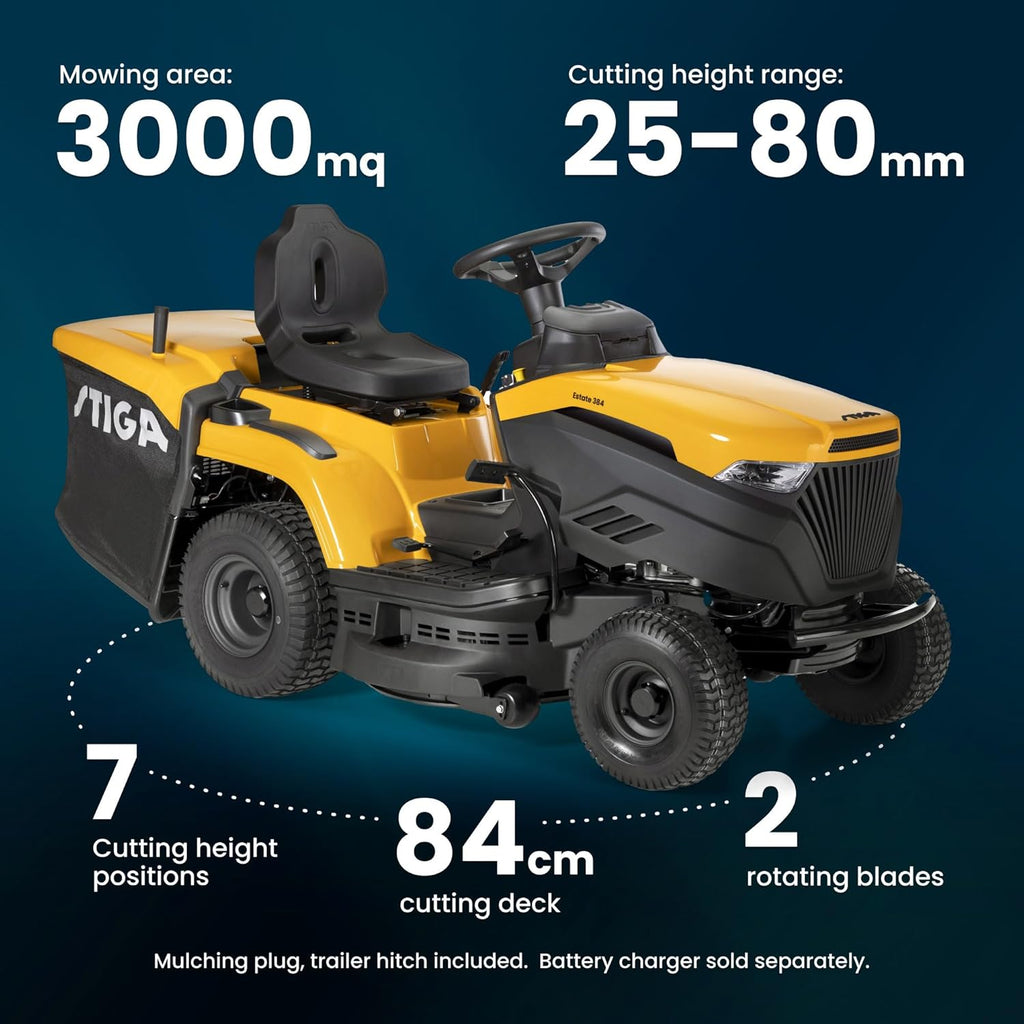 STIGA ST 450 Premium Aufsitzmäher – 432cc Benzinmotor, 84cm Schnittbreite, Hydrostat-Getriebe, 240L Grasfangsack, Profi-Qualität