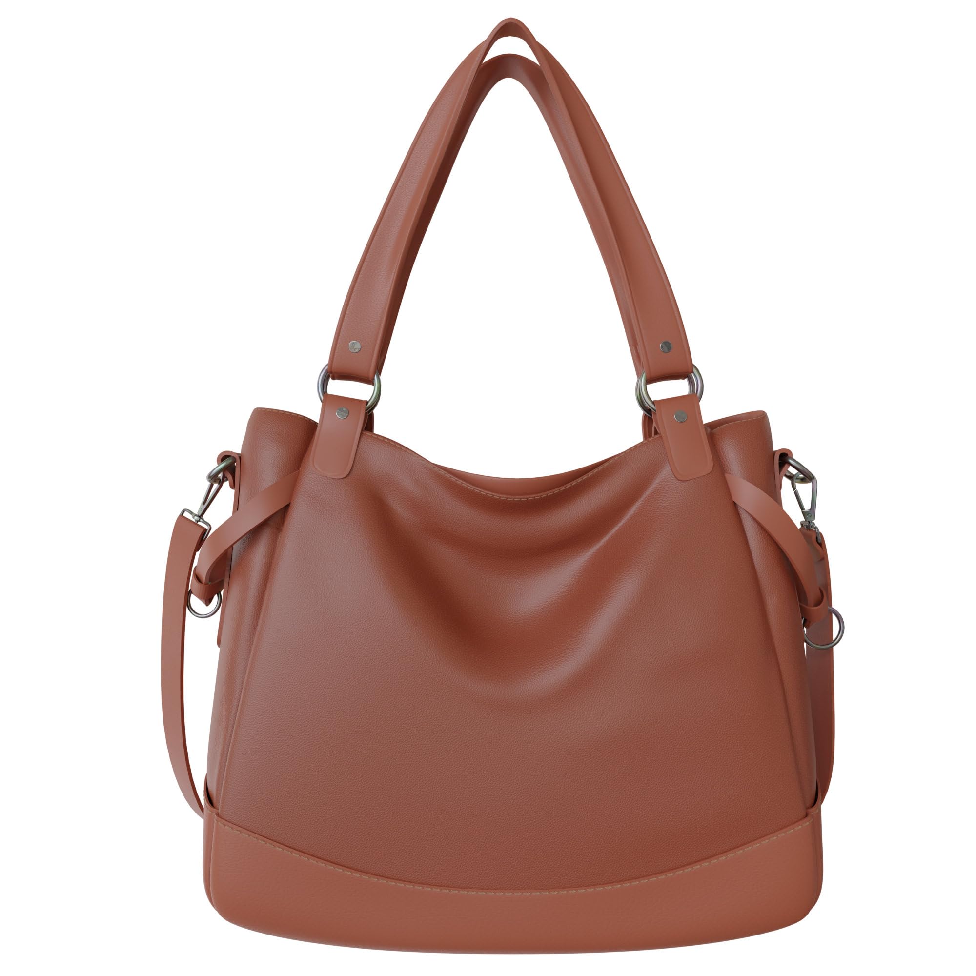 KMISSO Damen Shopper Bag Hobo Bag – große Schultertasche aus Kunstleder 38x35x15 cm, zweifarbige City Shopper Handtasche in vielen Farben, gefüttertes Hauptfach mit Reißverschluss & Innenfächern