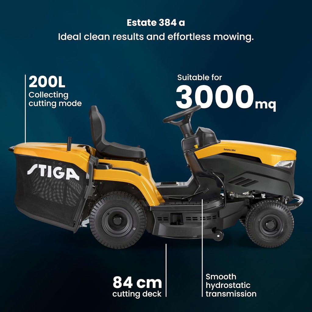 STIGA ST 450 Premium Aufsitzmäher – 432cc Benzinmotor, 84cm Schnittbreite, Hydrostat-Getriebe, 240L Grasfangsack, Profi-Qualität