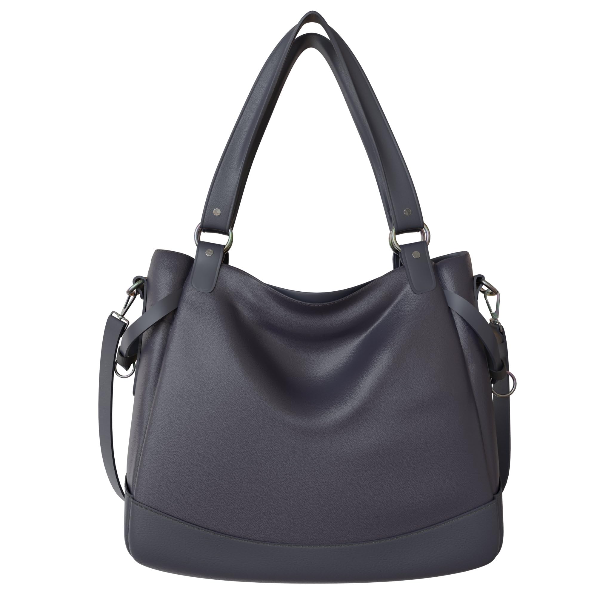 KMISSO Damen Shopper Bag Hobo Bag – große Schultertasche aus Kunstleder 38x35x15 cm, zweifarbige City Shopper Handtasche in vielen Farben, gefüttertes Hauptfach mit Reißverschluss & Innenfächern