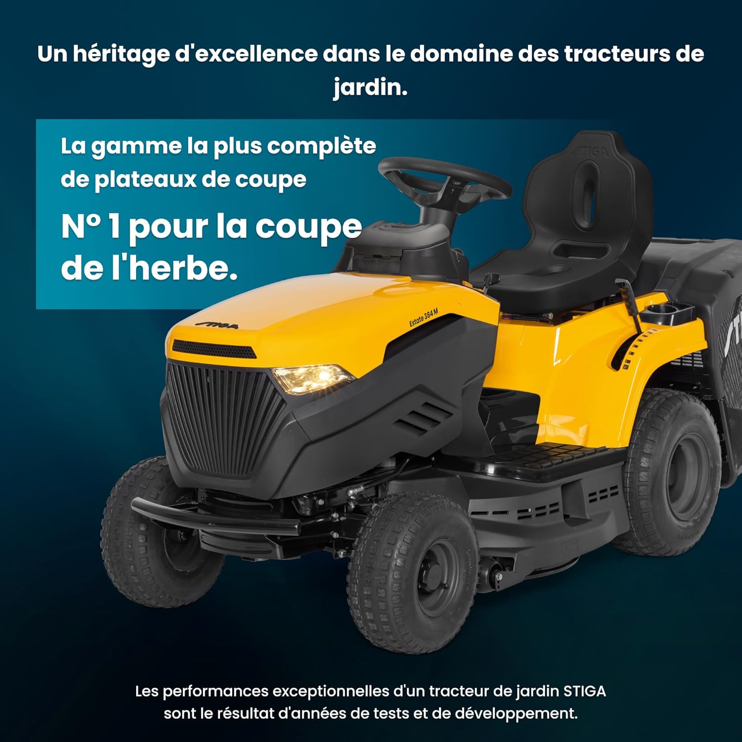 STIGA Estate 384 M Aufsitzmäher – 352cc Motor, 84cm Schnittbreite, Elektromagnetische Kupplungs-Taste, Dualblatt-System, bis 3500m²
