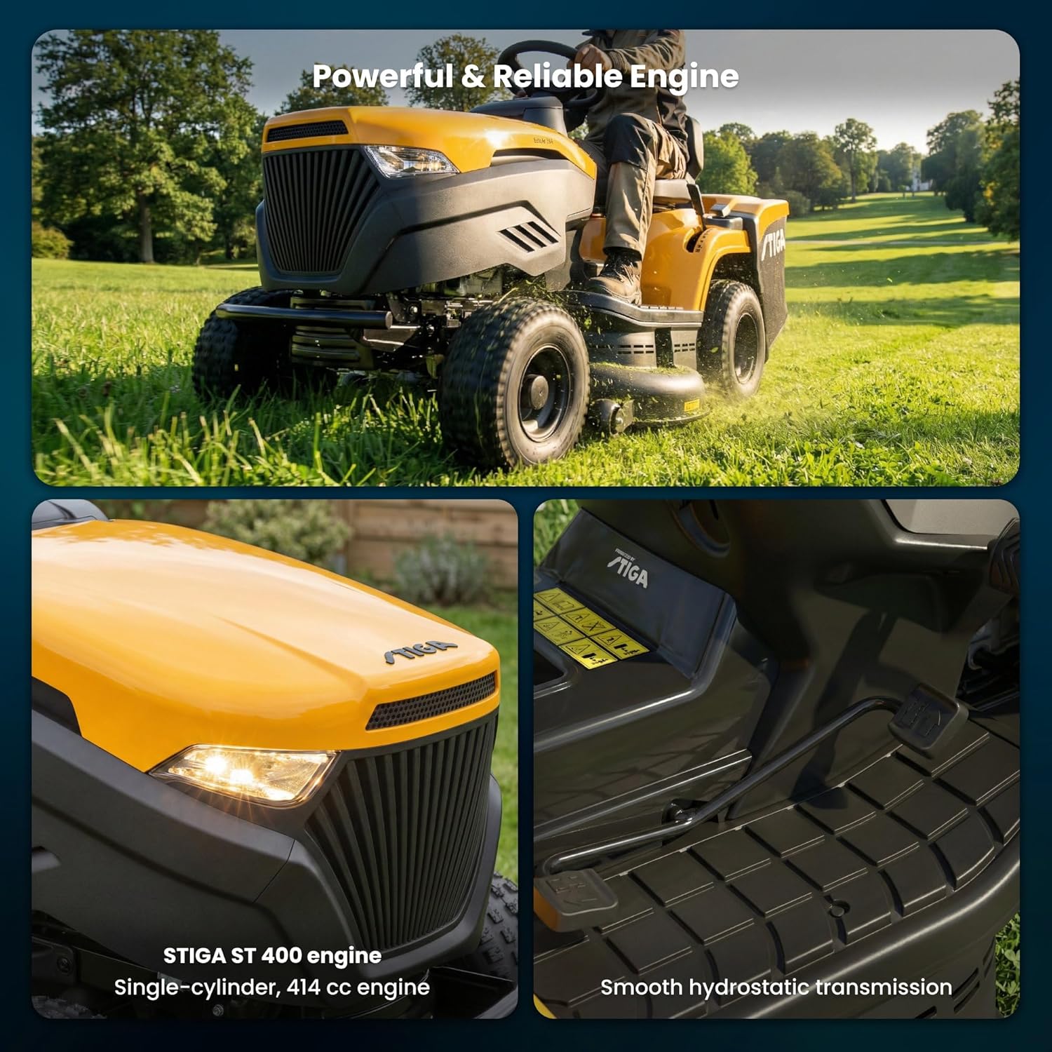 STIGA ST 450 Premium Aufsitzmäher – 432cc Benzinmotor, 84cm Schnittbreite, Hydrostat-Getriebe, 240L Grasfangsack, Profi-Qualität