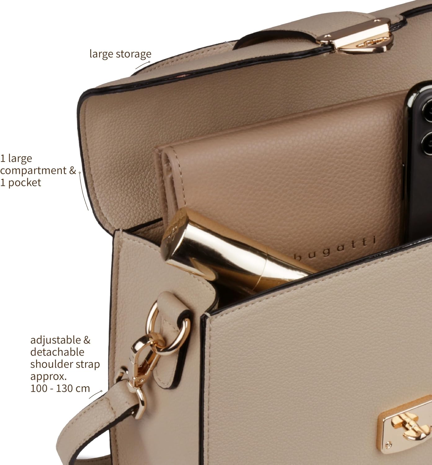 bugatti Mare 3.0 Women's Elegant Faux Leather Shoulder Bag Small Handbag