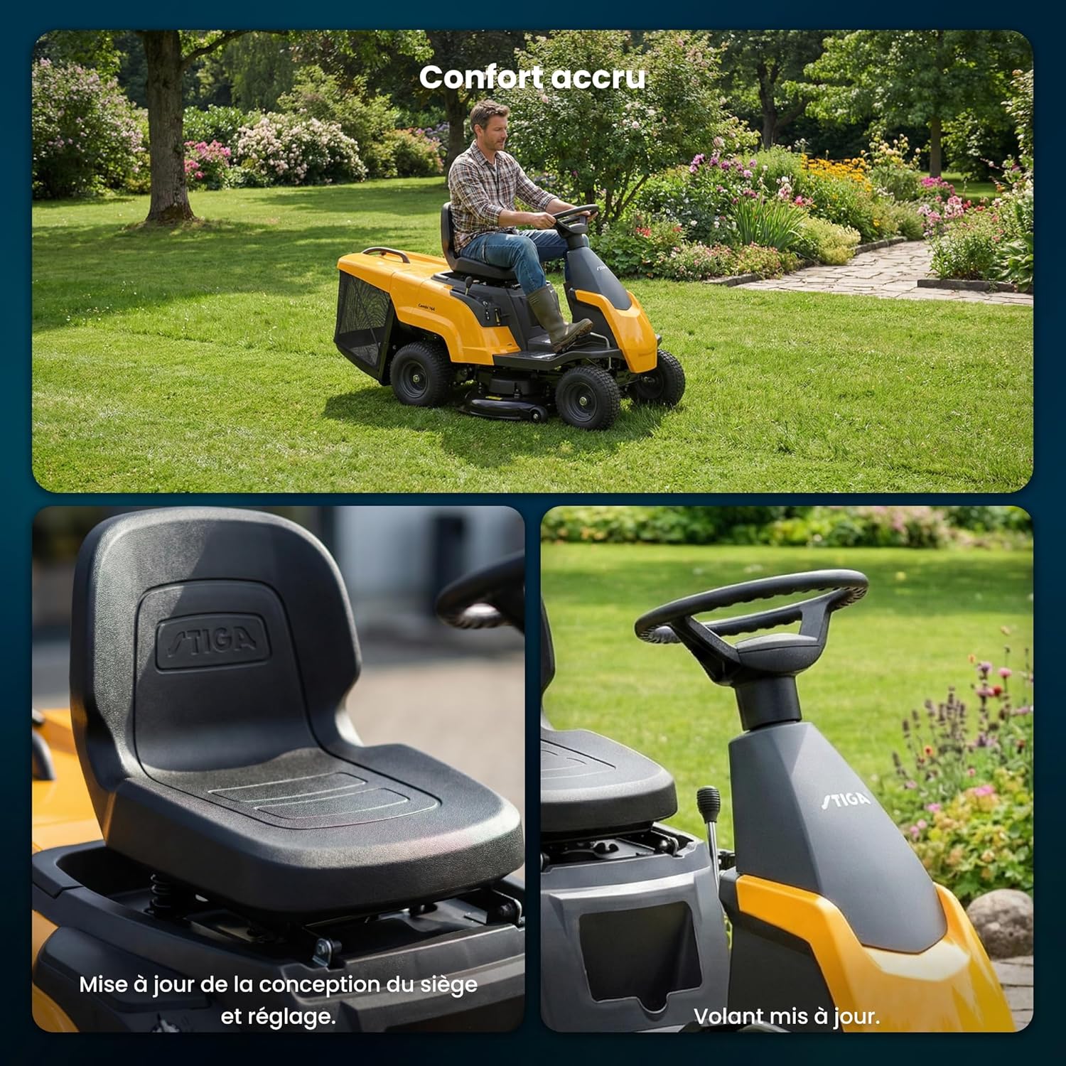 STIGA Combi 166 Aufsitzmäher – 224cc Benzinmotor, 66cm Schnittbreite, 3 Schneidemodi, bis 1500m², Mulching-Set